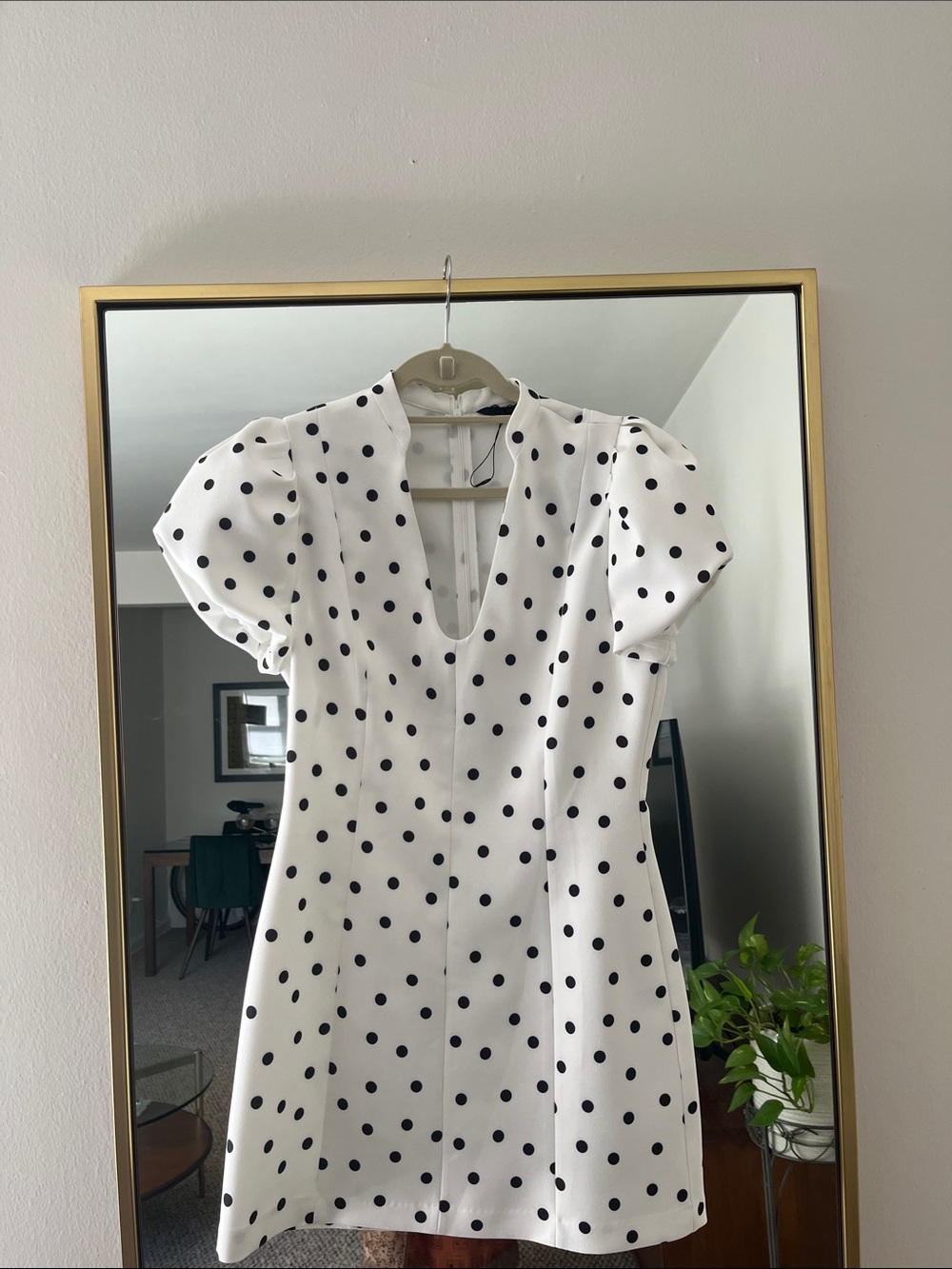 Zara White Polka Dot Puff Sleeve Dress *NWOT* - Picture 13 of 13